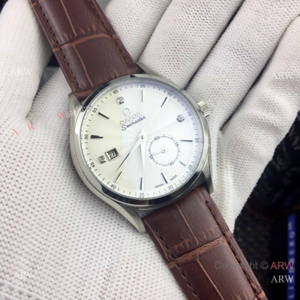 New Omega seamaster 41mm watches Gold Bezel Brown Leather Band New Omega seamaster 41mm watches Gold Bezel Brown Leather Band
