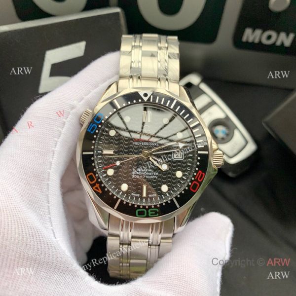 Omega Replica Watches James Bond Stainless steel Colorful bezel Omega Replica Watches James Bond Stainless steel Colorful bezel