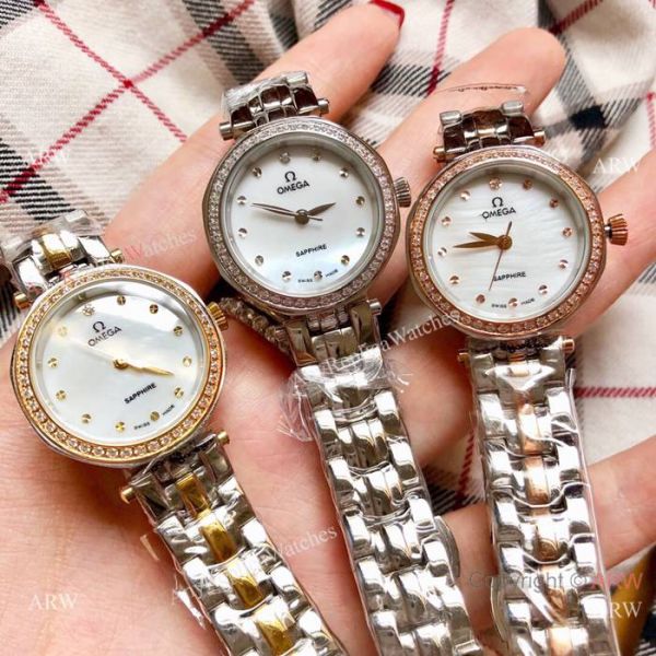 Replica Omega Women Watches Stainless Steel White MOP Dial Replica Omega Women Watches Stainless Steel White MOP Dial