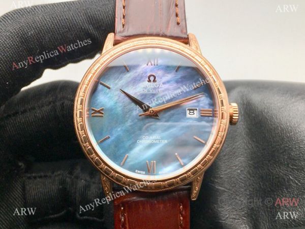 SWISS Replica Omega De Ville Rose Gold Mother of Pearl Dial Watches SWISS Replica Omega De Ville Rose Gold Mother of Pearl Dial Watches