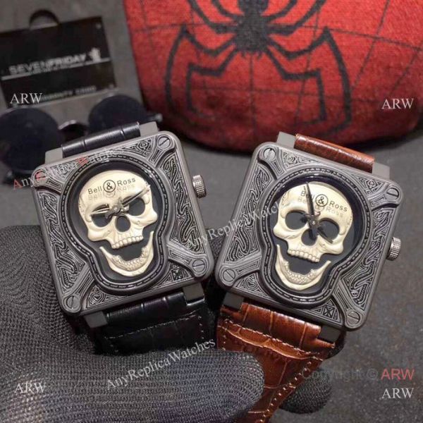 New Replica Bell Ross BR01 Burning Skull Tattoo Watch Quartz Movement New Replica Bell Ross BR01 Burning Skull Tattoo Watch Quartz Movement