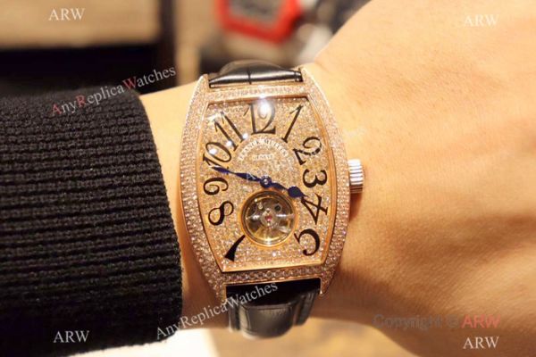 New Franck Muller Tourbillon Rose Gold Iced Out Diamonds Watch New Franck Muller Tourbillon Rose Gold Iced Out Diamonds Watch
