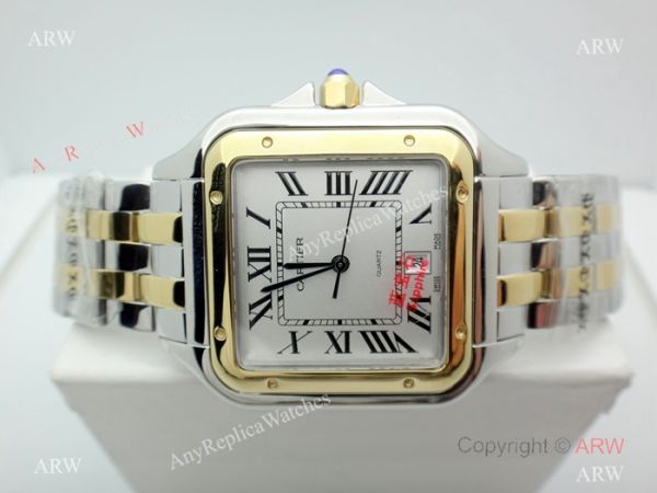 Panthere De Cartier Silver Dial Two Tone Men Watch 38mm Panthere De Cartier Silver Dial Two Tone Men Watch 38mm