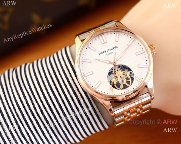 Patek Philippe Calatrava Copy Watches Two Tone Rose Gold Black Face Patek Philippe Calatrava Copy Watches Two Tone Rose Gold Black Face
