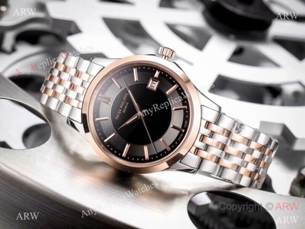 Fake Patek Philippe Calatrava White Dial Two Tone Rose Gold Watches Fake Patek Philippe Calatrava White Dial Two Tone Rose Gold Watches