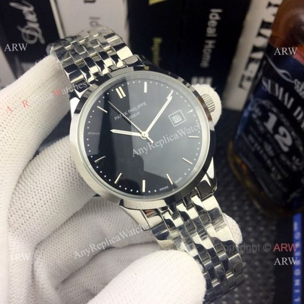 Patek Philippe Calatrava Men Watch Black Dial Two Tone Rose Gold Patek Philippe Calatrava Men Watch Black Dial Two Tone Rose Gold