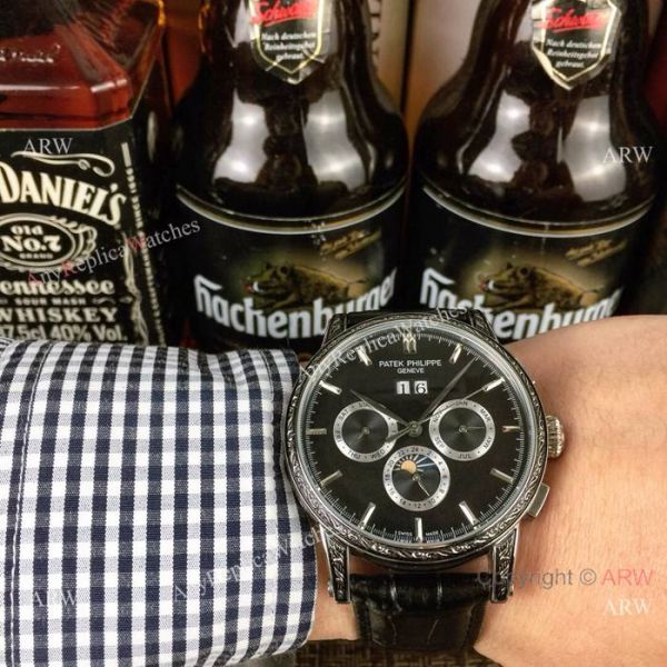 Fake Patek Philippe Geneve Complications 43mm Watch Tattoo case Fake Patek Philippe Geneve Complications 43mm Watch Tattoo case