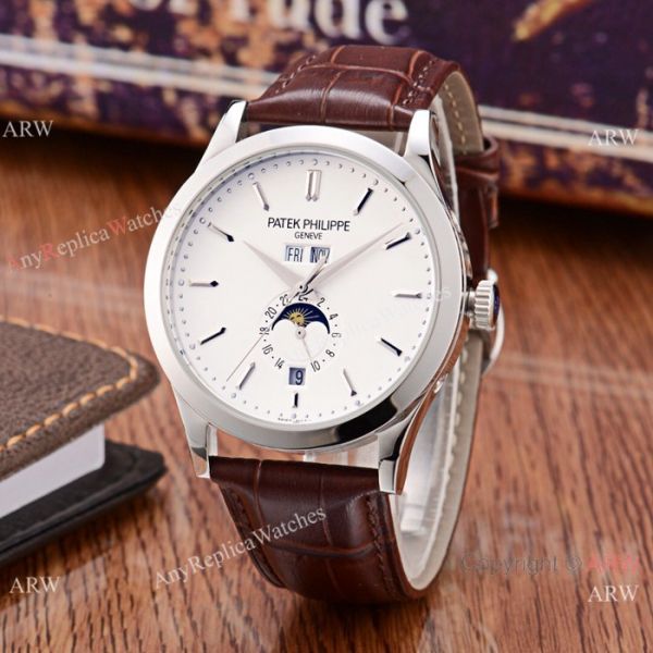 Patek Philippe Perpetual Calendar Rose Gold Case with Brown Leather Strap Watch Patek Philippe Perpetual Calendar Rose Gold Case with Brown Leather Strap Watch