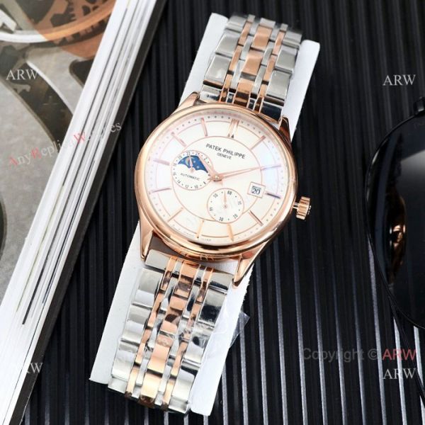 High Quality Patek Philippe Moonphase Two Tone Rose Gold Black Watches 40mm High Quality Patek Philippe Moonphase Two Tone Rose Gold Black Watches 40mm