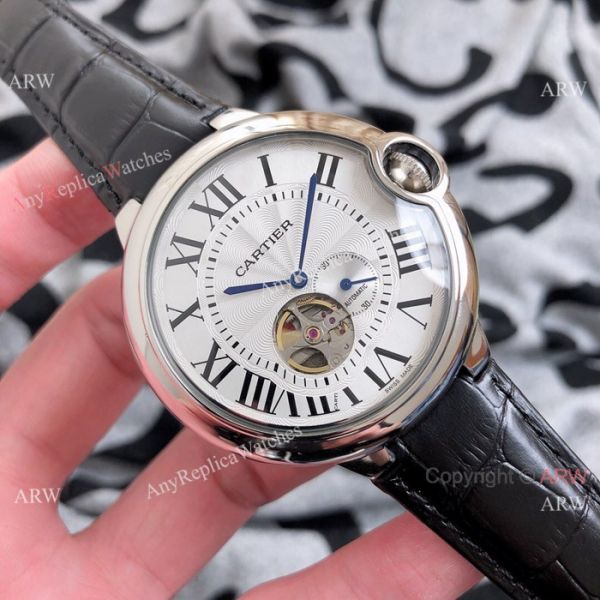 Swiss Quality Replica Cartier Ballon Bleu de Watches SS Black Dial Swiss Quality Replica Cartier Ballon Bleu de Watches SS Black Dial