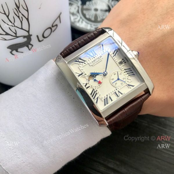 Cartier Tank Moonphase Men Wristwatch Rose Gold Black Dial Cartier Tank Moonphase Men Wristwatch Rose Gold Black Dial
