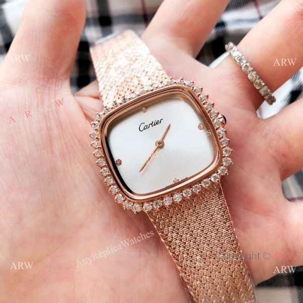 Fashion Cartier Replica Watches Rose Gold Diamond Case Fashion Cartier Replica Watches Rose Gold Diamond Case