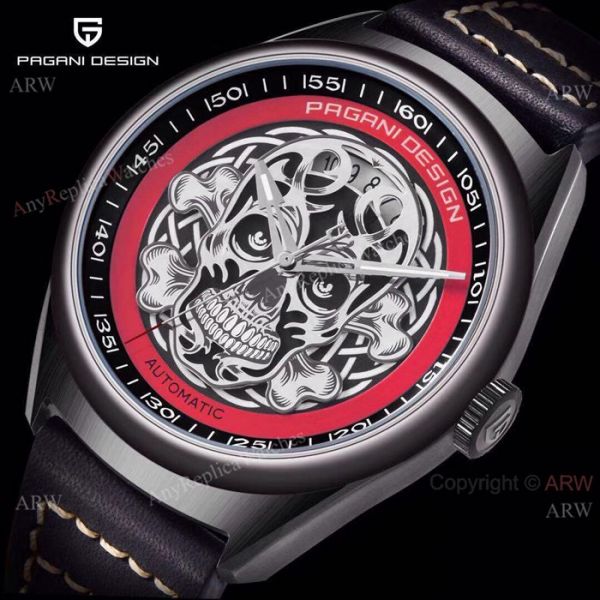New Replica Pagani Design Black PVD Skeleton Skull Men Watch New Replica Pagani Design Black PVD Skeleton Skull Men Watch