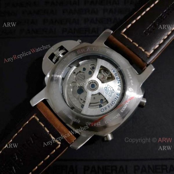 Copy Panerai Luminor FLYBACK SS Brown Leather Band Watch PAM524 Copy Panerai Luminor FLYBACK SS Brown Leather Band Watch PAM524