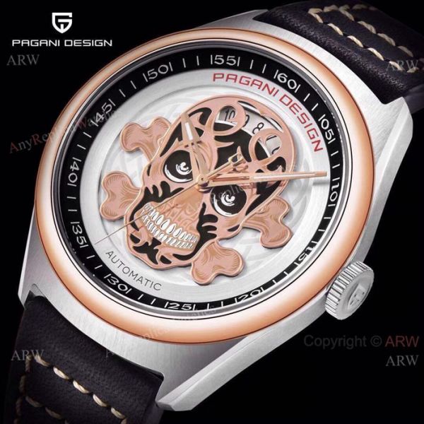 Replica Pagani Design Rose Gold Bezel Skeleton Skull Face Watch Replica Pagani Design Rose Gold Bezel Skeleton Skull Face Watch