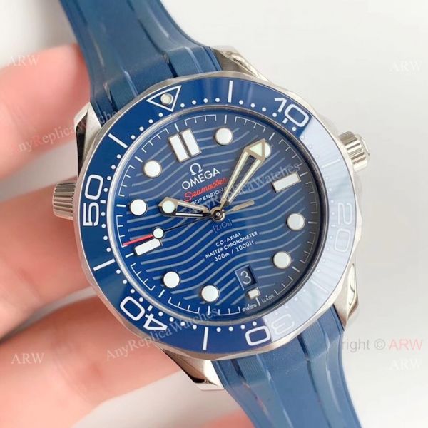 (OM Factory)Omega Seamaster 300 Replica Watch SS Blue Rubber Strap (OM Factory)Omega Seamaster 300 Replica Watch SS Blue Rubber Strap