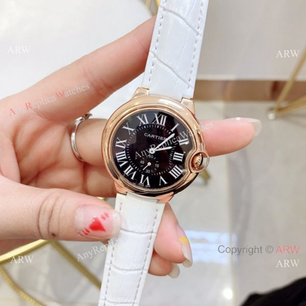 Fake Cartier Ballon Bleu Cartier Watch Lady 36mm Blue Leather Band Fake Cartier Ballon Bleu Cartier Watch Lady 36mm Blue Leather Band