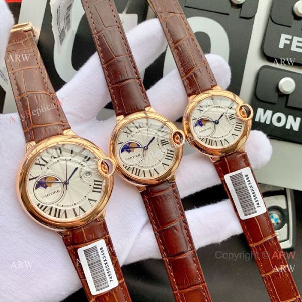 Ballon Bleu de Cartier Moonphase Copy Watch Black Leather Strap Ballon Bleu de Cartier Moonphase Copy Watch Black Leather Strap