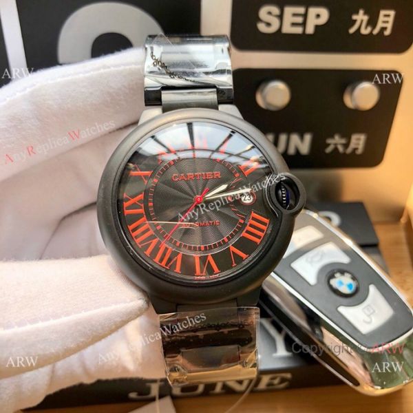 Replica Cartier Ballon Bleu Cartier 42mm PVD Black Dial Watch Swiss 8215 Replica Cartier Ballon Bleu Cartier 42mm PVD Black Dial Watch Swiss 8215