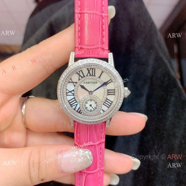 Fashion Cartier Watch Lady Diamond Bezel Black Leather Strap Fashion Cartier Watch Lady Diamond Bezel Black Leather Strap