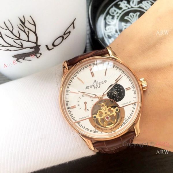Copy Jaeger-LeCoultre Tourbillon SS Black Leather Strap Watch Copy Jaeger-LeCoultre Tourbillon SS Black Leather Strap Watch