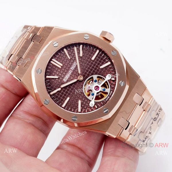 Swiss Copy Audemars Piguet Royal Oak tourbillon Watch Rose Gold Grey Dial Swiss Copy Audemars Piguet Royal Oak tourbillon Watch Rose Gold Grey Dial