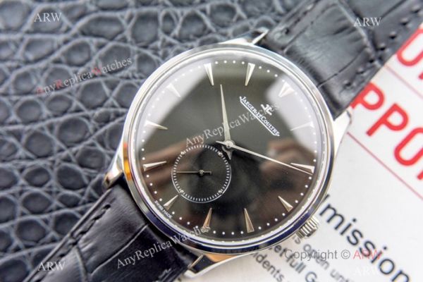 Swiss Copy Jaeger LeCoultre Master ultra thin Watch SS Black Leather Band Swiss Copy Jaeger LeCoultre Master ultra thin Watch SS Black Leather Band