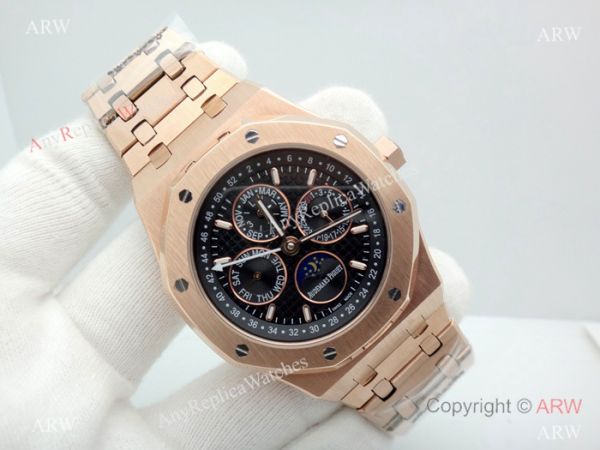 Fake Audemars Piguet Perpetual Calendar Rose Gold Black Watch Low Price Fake Audemars Piguet Perpetual Calendar Rose Gold Black Watch Low Price
