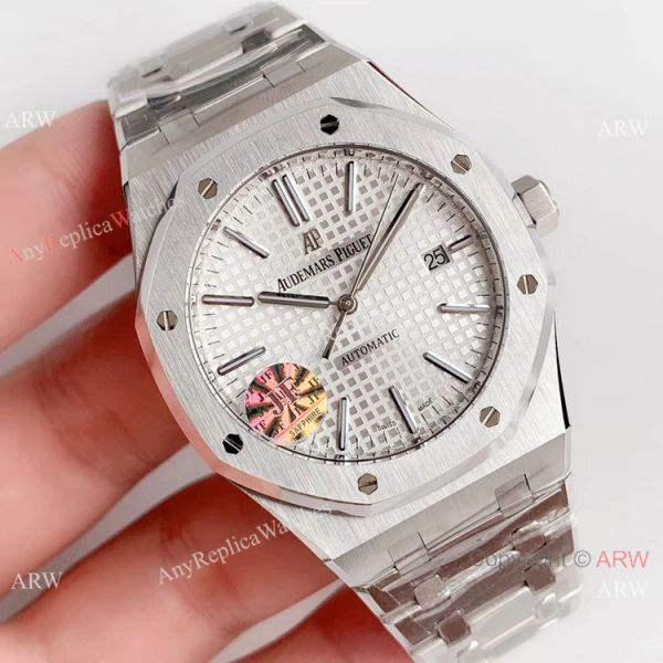 JF Audemars Piguet Royal Oak V5 41mm Watch Replica Ss Silver Textured Face JF Audemars Piguet Royal Oak V5 41mm Watch Replica Ss Silver Textured Face