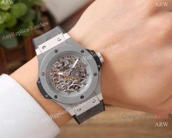 High Quality Replica Hublot Big Bang Skeleton Watches SS Black Bezel High Quality Replica Hublot Big Bang Skeleton Watches SS Black Bezel