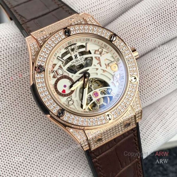 New replica Hublot Classic Fusion Rose Gold Diamond Watch Black Face New replica Hublot Classic Fusion Rose Gold Diamond Watch Black Face