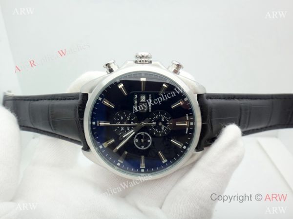 Copy Tag Heuer Carrera Chronograph Watch SS Black Leather Strap Copy Tag Heuer Carrera Chronograph Watch SS Black Leather Strap
