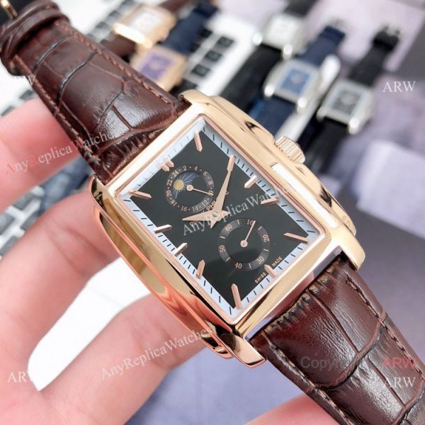 Patek Philippe Gondolo Moonphase Mens Watch SS Black Leather Strap Patek Philippe Gondolo Moonphase Mens Watch SS Black Leather Strap