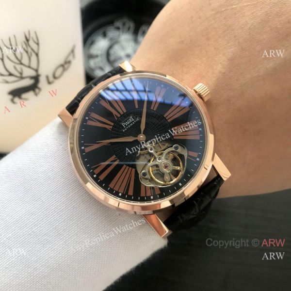 Clone Piaget Tourbillon Rose Gold White Roman Dial Men Watch Clone Piaget Tourbillon Rose Gold White Roman Dial Men Watch