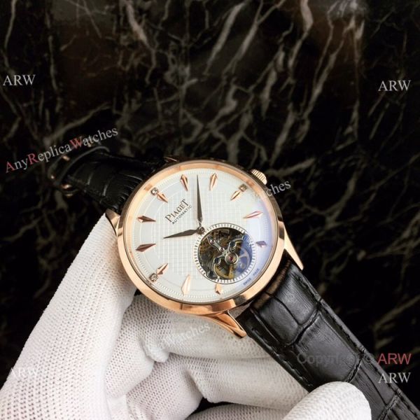 Piaget Polo Tourbillon Copy Watches White Dial Black Leather Strap Piaget Polo Tourbillon Copy Watches White Dial Black Leather Strap