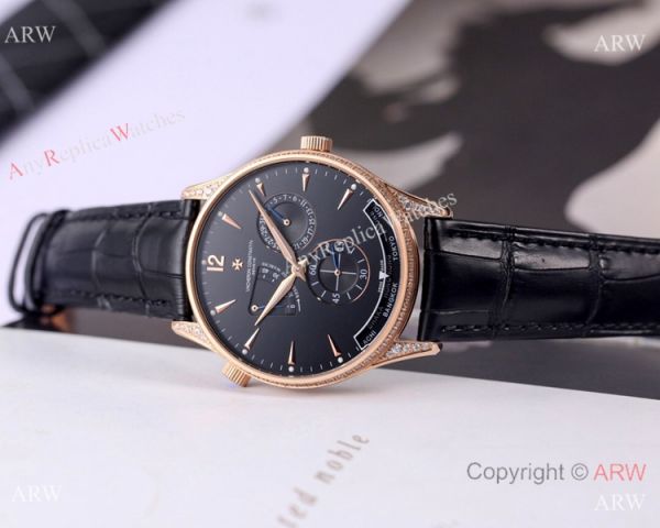 Clone Vacheron Constantin Power Reserve watch SS Diamond Black Dial Clone Vacheron Constantin Power Reserve watch SS Diamond Black Dial