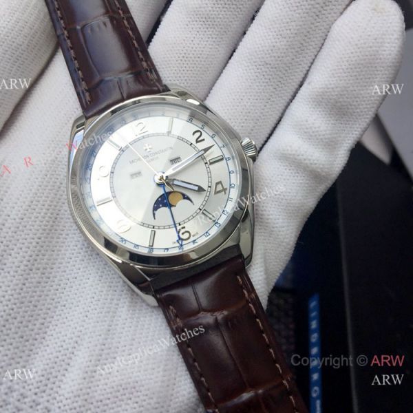 Vacheron Constantin Moonphase Watch Gray Dial Black Leather Strap Vacheron Constantin Moonphase Watch Gray Dial Black Leather Strap