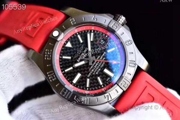 GF Swiss Grade Replica Breitling Avenger II GMT Watch SS Red Rubber Strap GF Swiss Grade Replica Breitling Avenger II GMT Watch SS Red Rubber Strap
