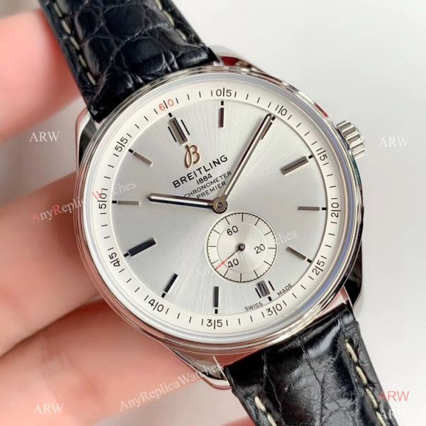 Swiss ETA Breitling Premier Replica Watch Silver Dial Black Leather Strap Swiss ETA Breitling Premier Replica Watch Silver Dial Black Leather Strap
