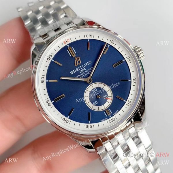 Swiss Grade A Breitling Premier Replica Watch Stainless Steel Blue Face Swiss Grade A Breitling Premier Replica Watch Stainless Steel Blue Face