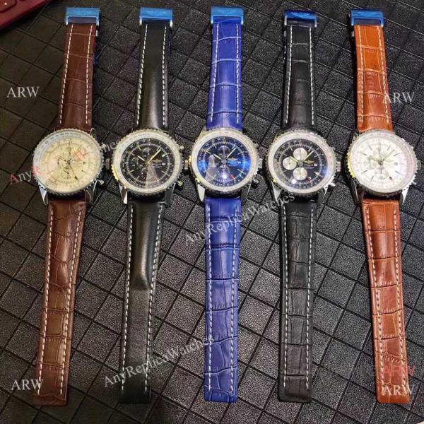 Copy Breitling Navitimer world GMT Chrono Watch Blue Dial Blue Leather Strap Copy Breitling Navitimer world GMT Chrono Watch Blue Dial Blue Leather Strap