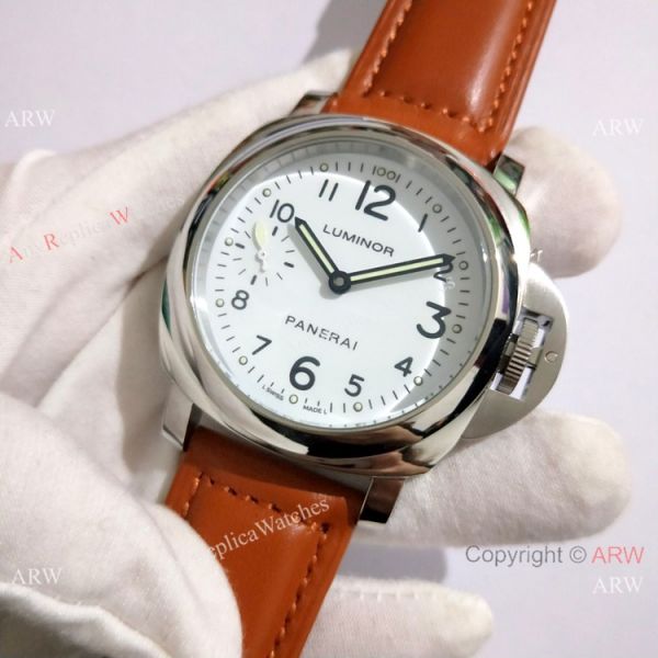 Copy Luminor Panerai White Dial Brown Leather Band Watch 44mm PAM00113 Copy Luminor Panerai White Dial Brown Leather Band Watch 44mm PAM00113