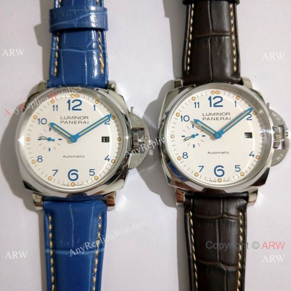 Copy Panerai Luminor Due PAM906 42mm Watch SS Blue Leather Strap Copy Panerai Luminor Due PAM906 42mm Watch SS Blue Leather Strap