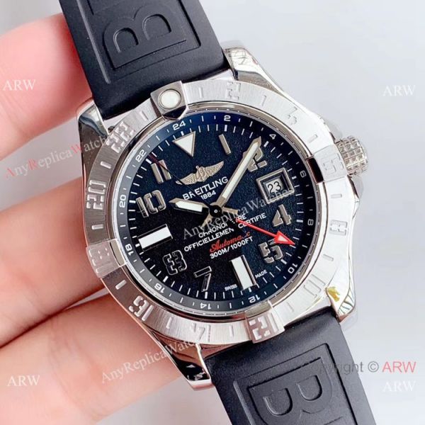 (GF) Replica Breitling Avenger II GMT SS Black Arabic Dial Watch 2019 New (GF) Replica Breitling Avenger II GMT SS Black Arabic Dial Watch 2019 New