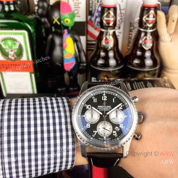 New Copy Breitling Navitimer Chronograph Watches SS Brown Military Strap New Copy Breitling Navitimer Chronograph Watches SS Brown Military Strap