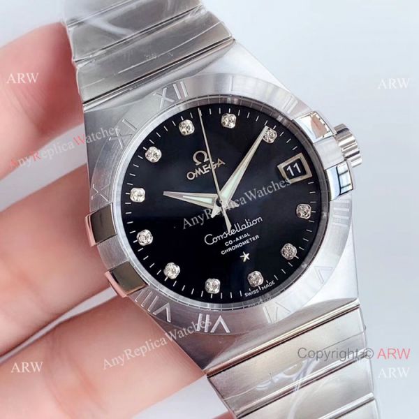 VSF Swiss Replica Omega Constellation Stainless Steel Black Diamond Watch VSF Swiss Replica Omega Constellation Stainless Steel Black Diamond Watch