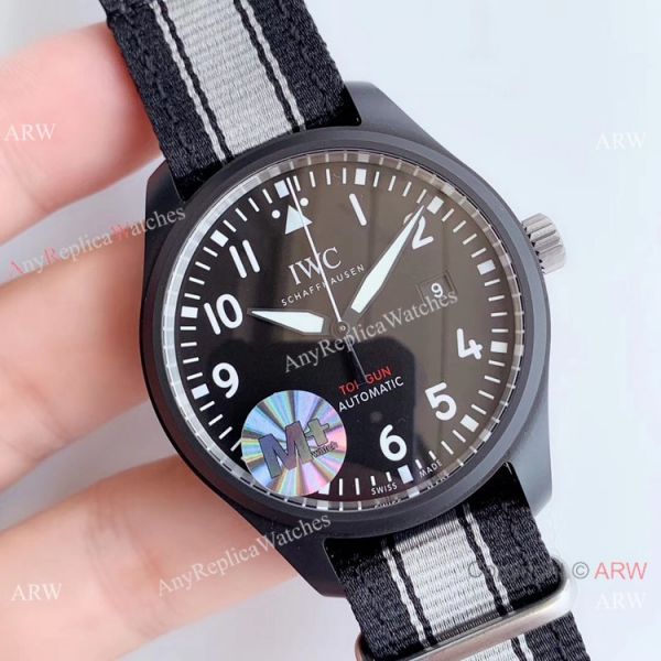 (M+) Swiss Replica IWC Pilots Top Gun Cal.35111 Watch Black PVD Nato Strap (M+) Swiss Replica IWC Pilots Top Gun Cal.35111 Watch Black PVD Nato Strap