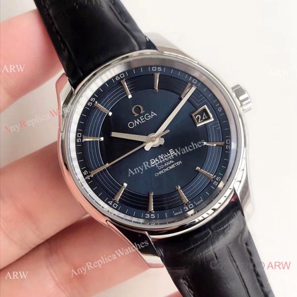 Copy Omega De Ville Hour Vision VSF 1:1 8500 Watch Dark Blue Leather Strap Copy Omega De Ville Hour Vision VSF 1:1 8500 Watch Dark Blue Leather Strap