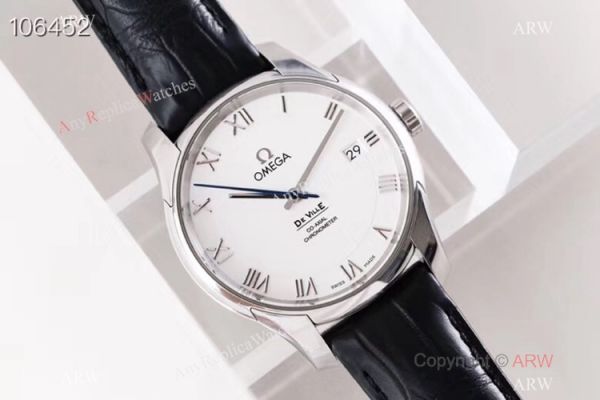 Swiss Grade 1 Omega De Ville Co Axial White Dial Leather Strap Watch VS Factory Swiss Grade 1 Omega De Ville Co Axial White Dial Leather Strap Watch VS Factory