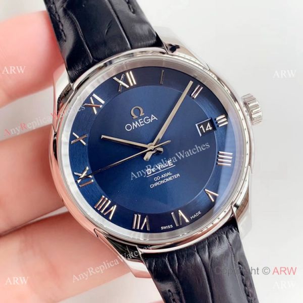VS Factory Omega De Ville Co-Axial Men Watch Blue Dial Blue Leather Strap VS Factory Omega De Ville Co-Axial Men Watch Blue Dial Blue Leather Strap